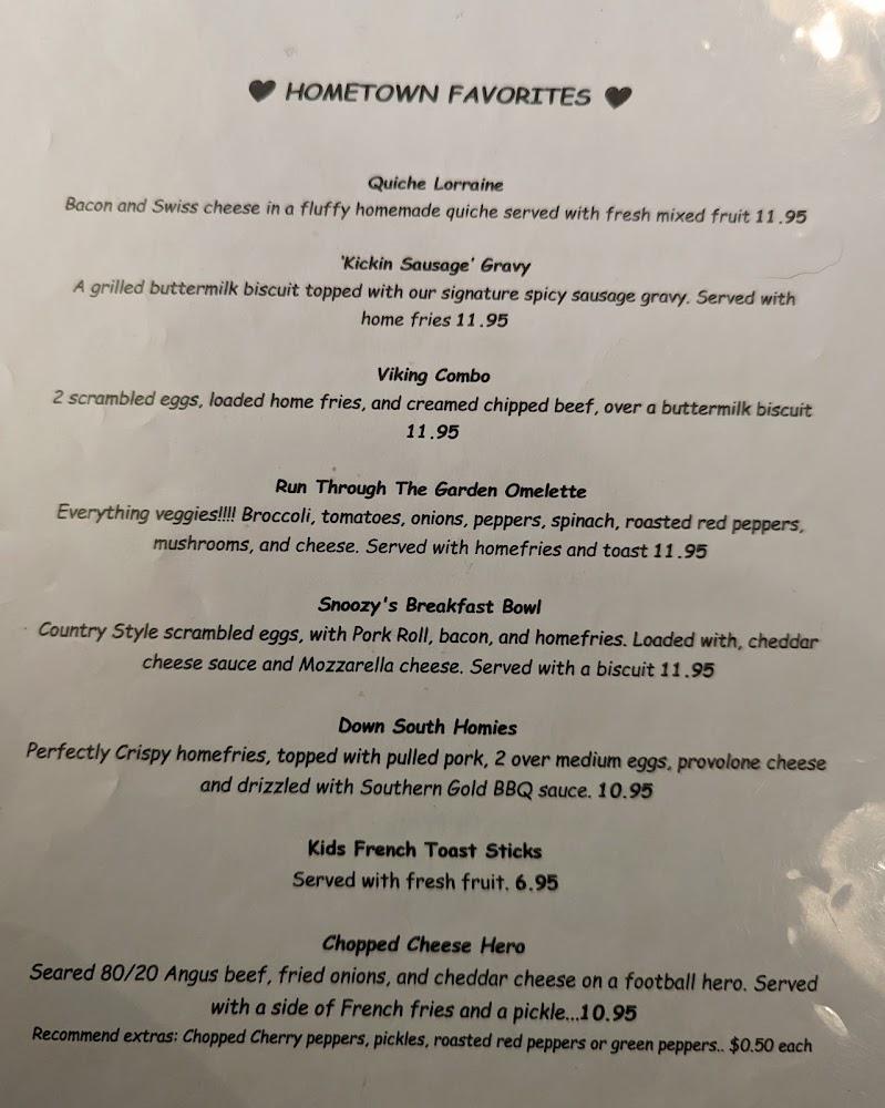 Snoozy's Cafe Menu image 3