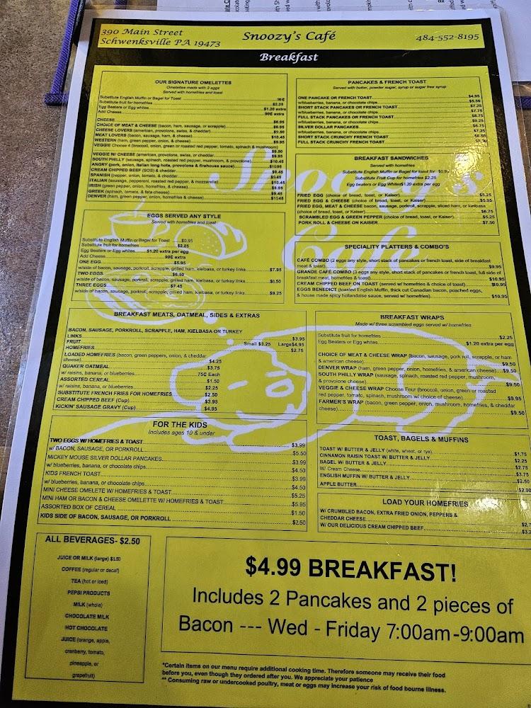 Snoozy's Cafe Menu image 4
